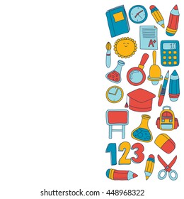 Vector doodle set of education symbols Back to school