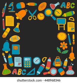 Vector doodle set of education symbols Back to school