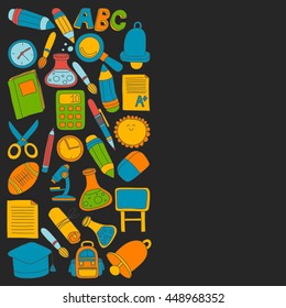Vector doodle set of education symbols Back to school