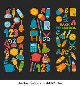 Vector doodle set of education symbols Back to school