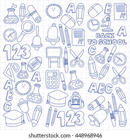 Vector doodle set of education symbols Back to school