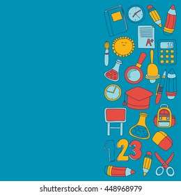 Vector doodle set of education symbols Back to school