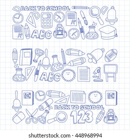 Vector doodle set of education symbols Back to school