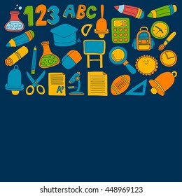 Vector doodle set of education symbols Back to school