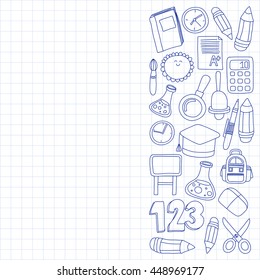 Vector doodle set of education symbols Back to school