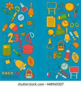 Vector doodle set of education symbols Back to school