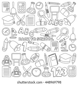 Vector doodle set of education symbols Back to school