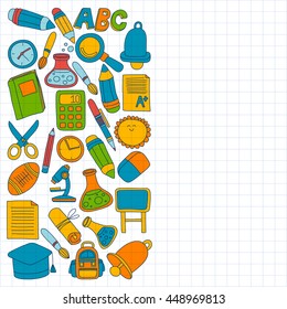 Vector doodle set of education symbols Back to school