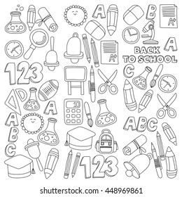 Vector doodle set of education symbols Back to school