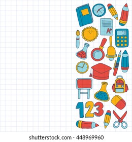 Vector doodle set of education symbols Back to school