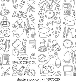 Vector doodle set of education symbols Back to school