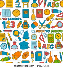 Vector doodle set of education symbols Back to school