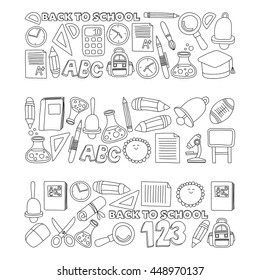 Vector doodle set of education symbols Back to school