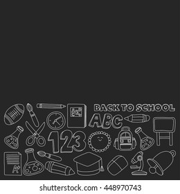 Vector doodle set of education symbols Back to school