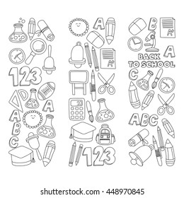 Vector doodle set of education symbols Back to school