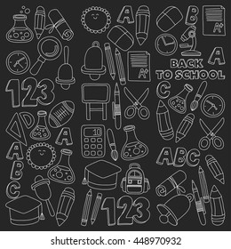 Vector doodle set of education symbols Back to school