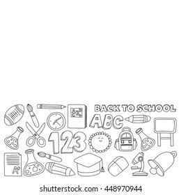 Vector doodle set of education symbols Back to school