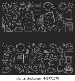 Vector doodle set of education symbols Back to school