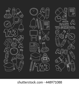 Vector doodle set of education symbols Back to school