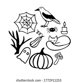 El doodle vectorial listo para la celebración de Halloween. 