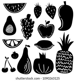 Vector doodle set with hand drawn fruits.