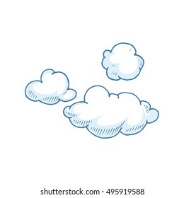 vector Doodle set of Hand Drawn Clouds. Illustrations of cloudy weather isolate on white background.