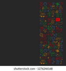 Vector doodle set with kindergarten children. Small kids play, learn, having fun together
