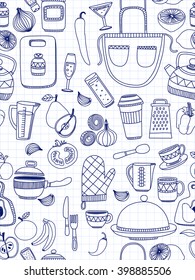 Vector doodle set of kitchenware items