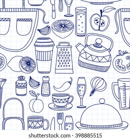 Vector doodle set of kitchenware items