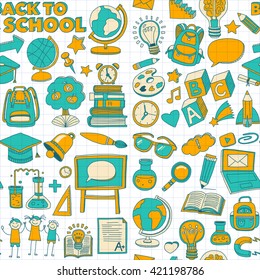 Vector doodle set with school items