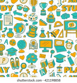Vector doodle set with school items