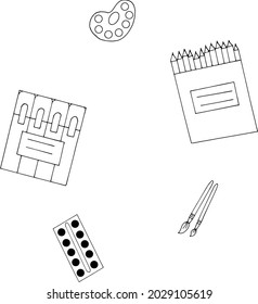 material escolar para conjuntos de doodles vectores