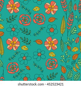 Vector doodle set with tropical plants
