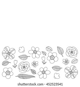 Vector doodle set with tropical plants
