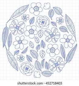 Vector doodle set with tropical plants