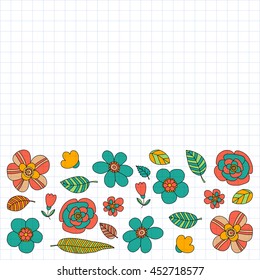 Vector doodle set with tropical plants