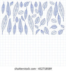 Vector doodle set with tropical plants