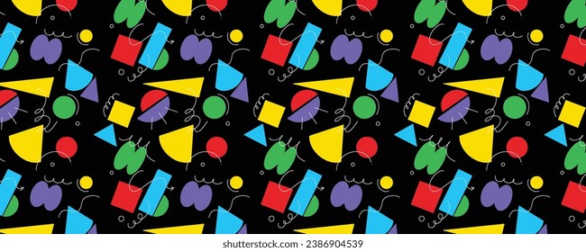 Vector doodle shape abstract colorful seamless pattern background