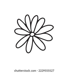 Vector doodle simple flower clipart. Hand drawn cute flower isolated