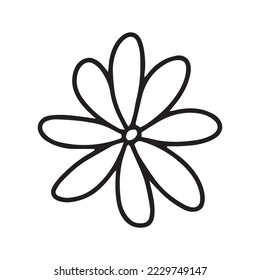 El doodle vectorial simple flor clipart. Flor linda dibujada a mano aislada