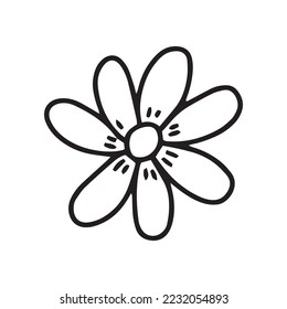 Vector doodle simple flower clipart. Hand drawn cute flower isolated