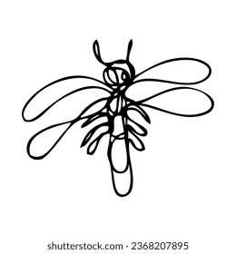 vector doodle sketch dragonfly single one line art, continuous 
