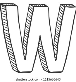 Vector Doodle Sketch Illustration - The Letter W