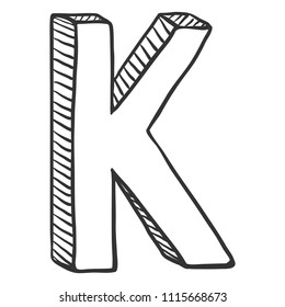 Vector Doodle Sketch Illustration - The Letter K