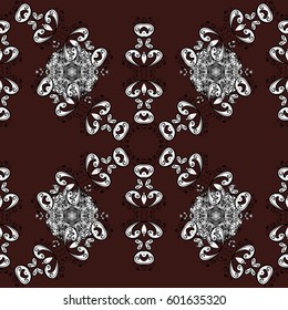 Vector doodle sketch pattern, graphic illustration. Brown seamless pattern. Abstract geometric floral seamless background. Brown background. Tribal ethnic ornate decoration, lace repeating texture.