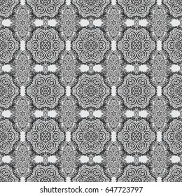 Vector doodle sketch pattern, graphic illustration. Abstract geometric floral seamless background. Gray background. Gray seamless pattern. Tribal ethnic ornate decoration, lace repeating texture.