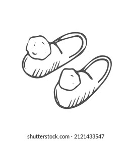 Esbozo vectorial de garabatos. Dibujo manual. Zapatos de casa
