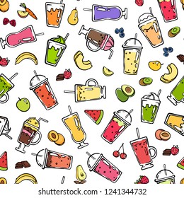 Vector doodle smoothie pattern or background illustration