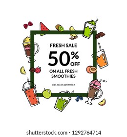 Vector doodle smoothie with place for text illustration
