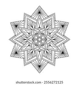 Vector doodle snowflake. Hand drawn winter mandala. Antistress coloring illustration.